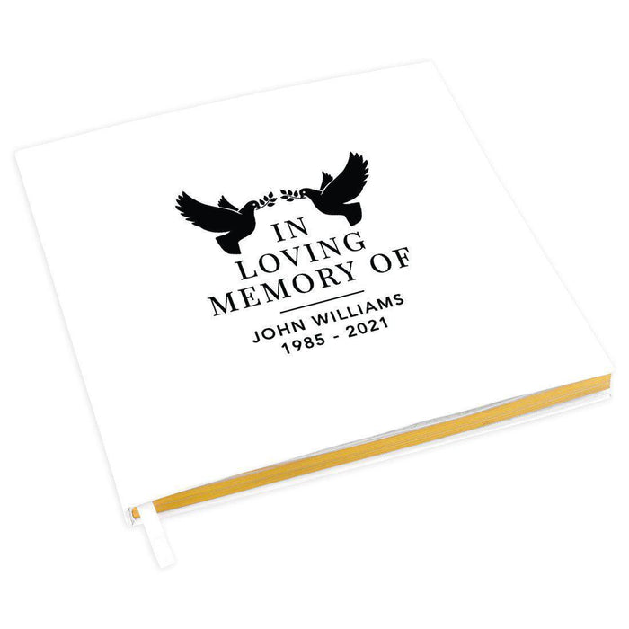 Custom Memorial Guestbook with Gold Accents, White Guest Sign in Registry, Scrapbook, Photo Album-Set of 1-Andaz Press-Doves-