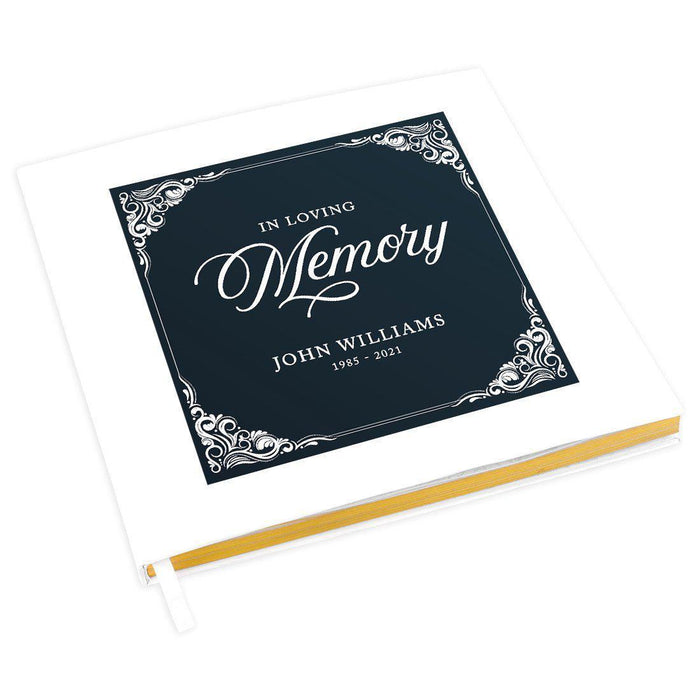 Custom Memorial Guestbook with Gold Accents, White Guest Sign in Registry, Scrapbook, Photo Album-Set of 1-Andaz Press-Regal Designed Edges-