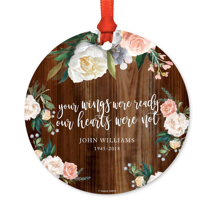 Custom Memorial Round Metal Christmas Ornament, There's a Little Bit of Heaven in Our Home-Set of 1-Andaz Press-Gift Bag-