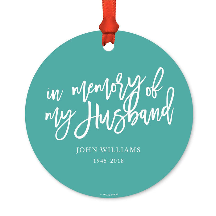 Custom Memorial Round Metal Christmas Ornament, There's a Little Bit of Heaven in Our Home-Set of 1-Andaz Press-John Williams-