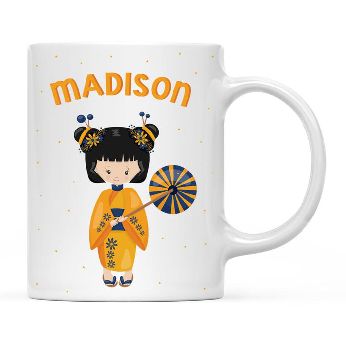 Custom Milk Hot Chocolate Kids Part 1 Coffee Mug-Set of 1-Andaz Press-Yellow Geisha Girl-