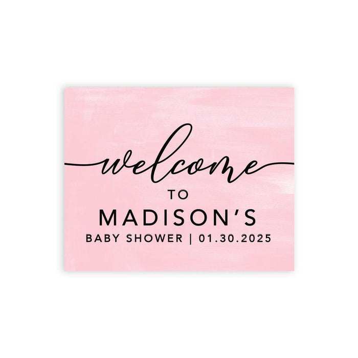 Custom Minimal Baby Shower Canvas Welcome Signs-Set of 1-Andaz Press-Minimal Baby Pink-