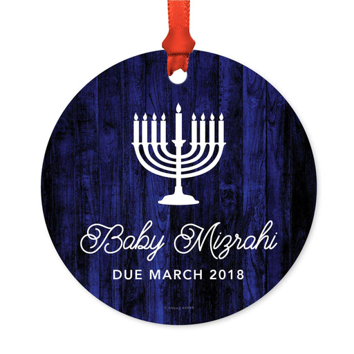 Custom Name Hanukkah Metal Ornament, Our First Hanukkah, Includes Ribbon and Gift Bag-Set of 1-Andaz Press-Baby Custom-