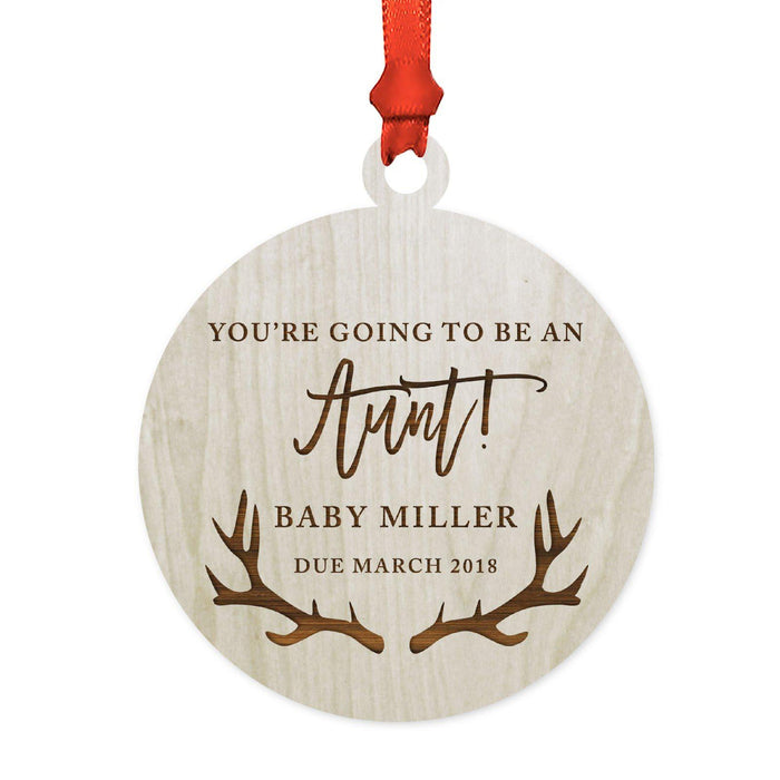 Custom Name Laser Engraved Wood Christmas Ornament, Deer Antlers-Set of 1-Andaz Press-Aunt Going To Be-
