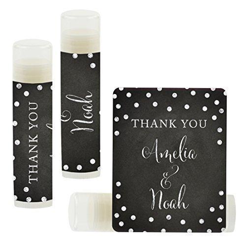 Custom Name Wedding Party Lip Balm Party Favors, Thank You, Bride & Groom-Set of 12-Andaz Press-Chalkboard-
