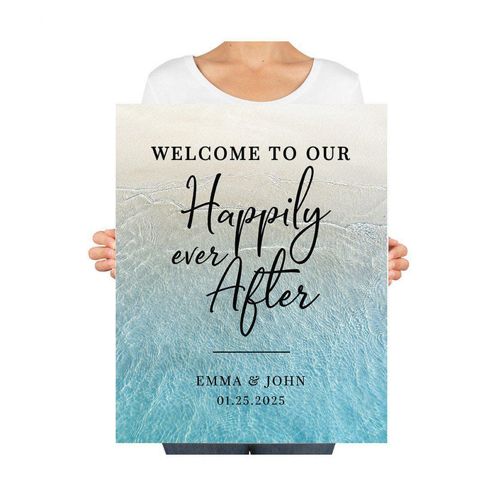 Custom Nautical Canvas Wedding Guestbook Welcome Signs-Set of 1-Andaz Press-Nautical Floral Anchor-