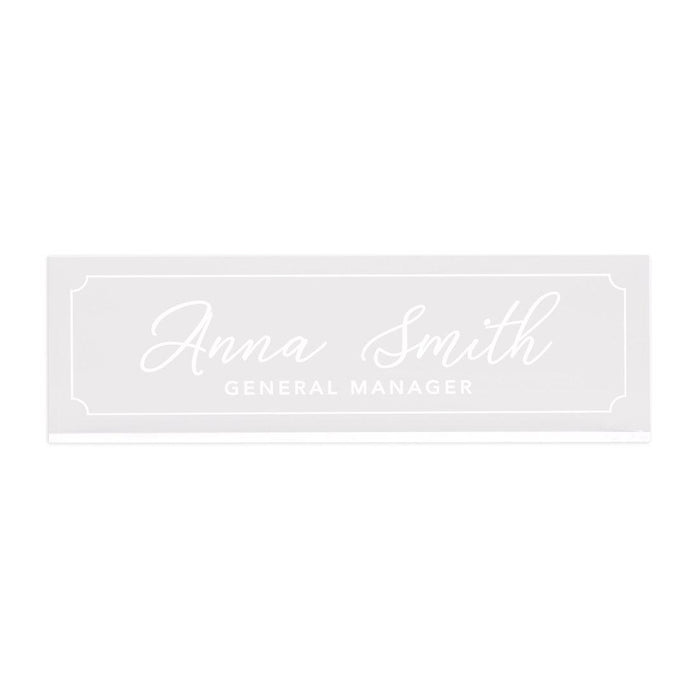 Custom Office Desk Name Plate, Personalized Acrylic Custom Name Title Plate for Home Design 1-Set of 1-Andaz Press-Border Frame-