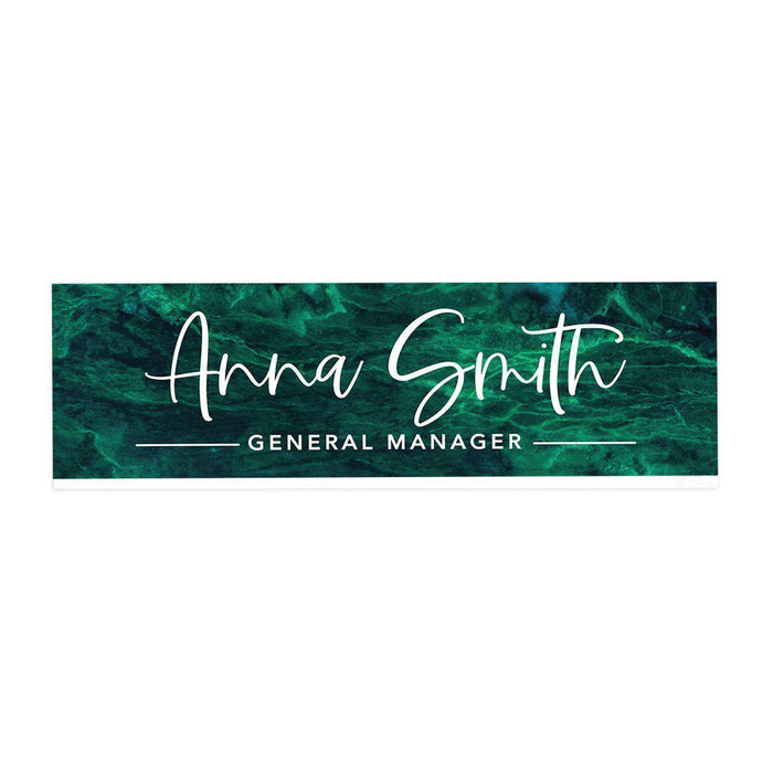 Custom Office Desk Name Plate, Personalized Acrylic Custom Name Title Plate for Home Design 1-Set of 1-Andaz Press-Emerald Green Design-