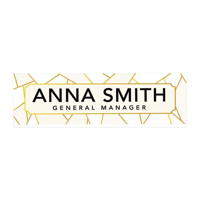 Custom Office Desk Name Plate, Personalized Acrylic Custom Name Title Plate for Home Design 1-Set of 1-Andaz Press-Geometric Gold-