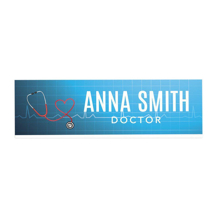 Custom Office Desk Name Plate, Personalized Acrylic Custom Name Title Plate for Home Design 1-Set of 1-Andaz Press-Heart-Shaped Stethoscope-