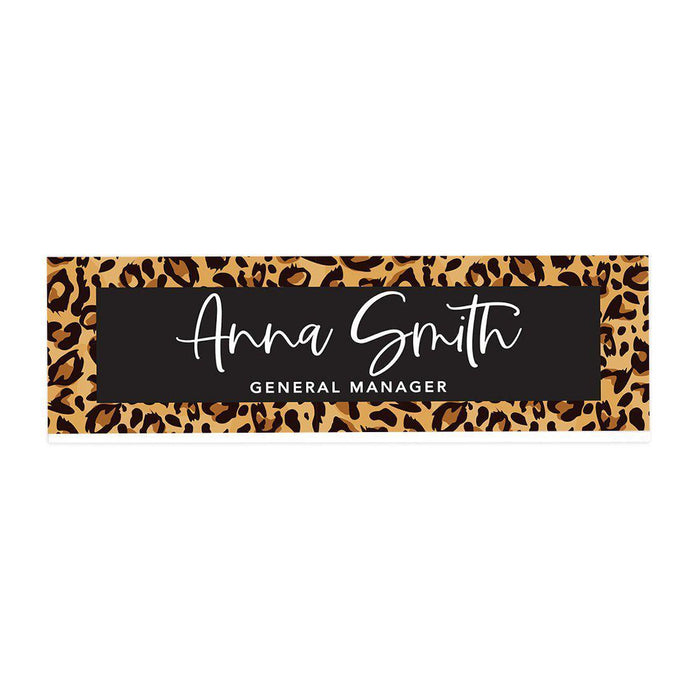 Custom Office Desk Name Plate, Personalized Acrylic Custom Name Title Plate for Home Design 1-Set of 1-Andaz Press-Leopard-
