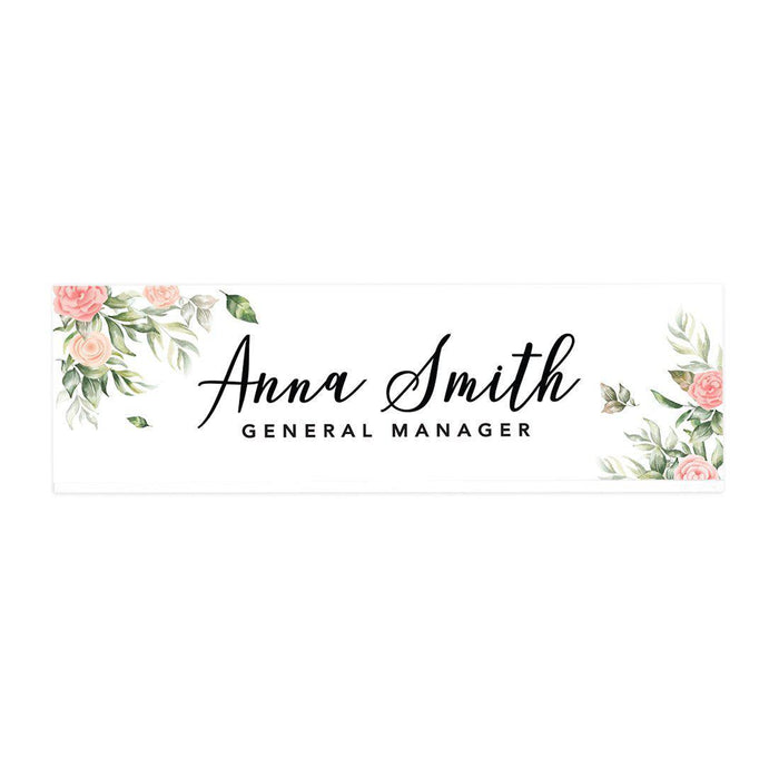 Custom Office Desk Name Plate, Personalized Acrylic Custom Name Title Plate for Home Design 1-Set of 1-Andaz Press-Peach and Blush Florals-