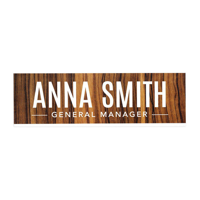 Custom Office Desk Name Plate, Personalized Acrylic Custom Name Title Plate for Home Design 1-Set of 1-Andaz Press-Rustic Wood-