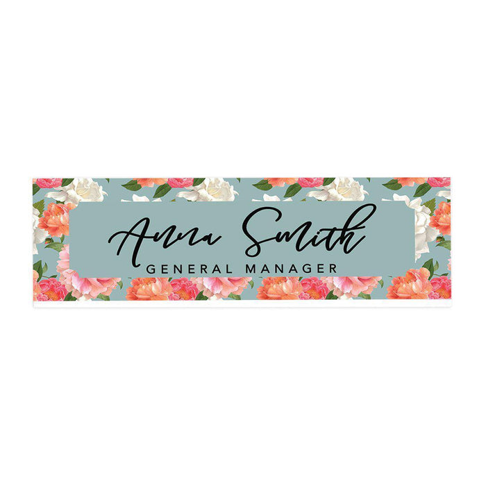Custom Office Desk Name Plate, Personalized Acrylic Custom Name Title Plate for Home Design 1-Set of 1-Andaz Press-Spring Blooms-