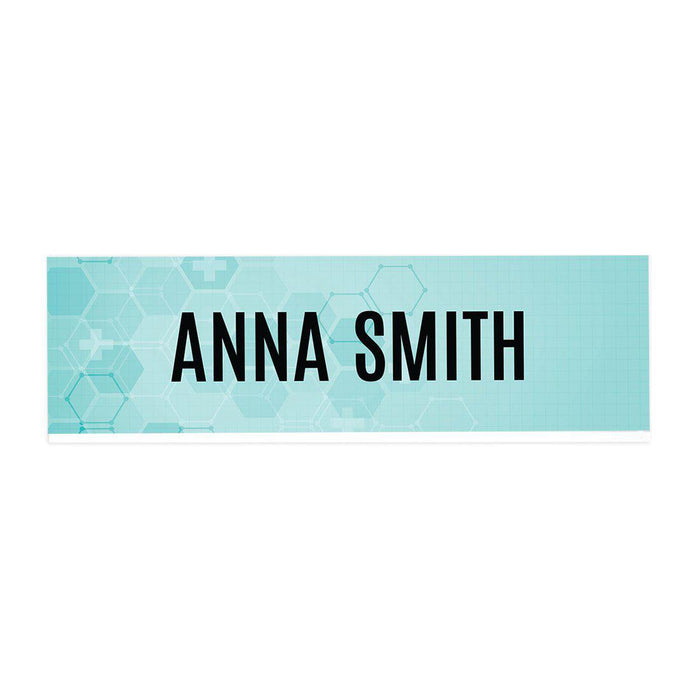 Custom Office Desk Name Plate, Personalized Acrylic Custom Name Title Plate for Home Design 2-Set of 1-Andaz Press-Abstract Medical-