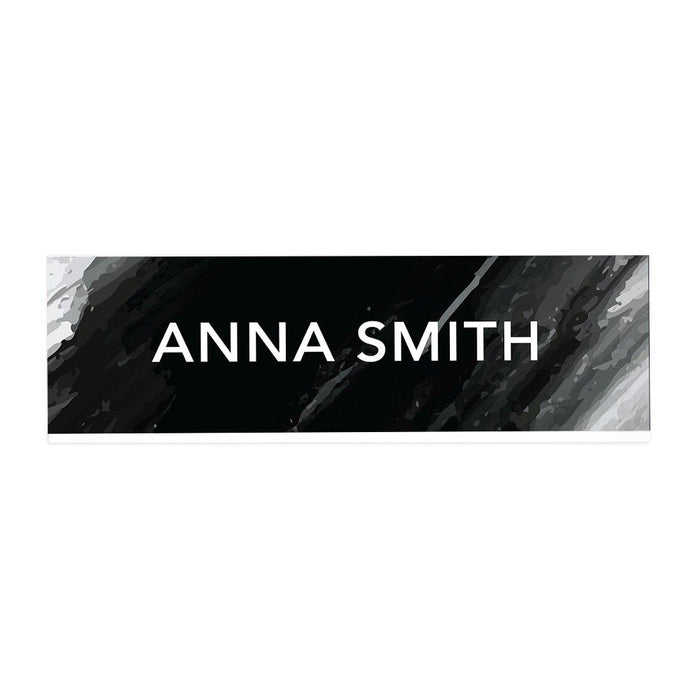 Custom Office Desk Name Plate, Personalized Acrylic Custom Name Title Plate for Home Design 2-Set of 1-Andaz Press-Black Watercolor-