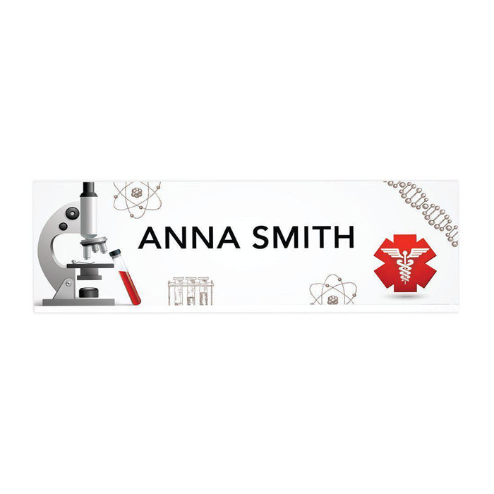 Custom Office Desk Name Plate, Personalized Acrylic Custom Name Title Plate for Home Design 2-Set of 1-Andaz Press-Medical Research Design-