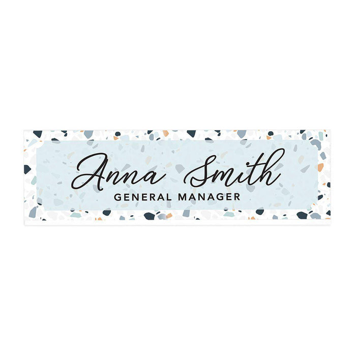 Custom Office Desk Name Plate, Personalized Acrylic Custom Name Title Plate for Home Design 2-Set of 1-Andaz Press-Terrazzo Pattern Design-