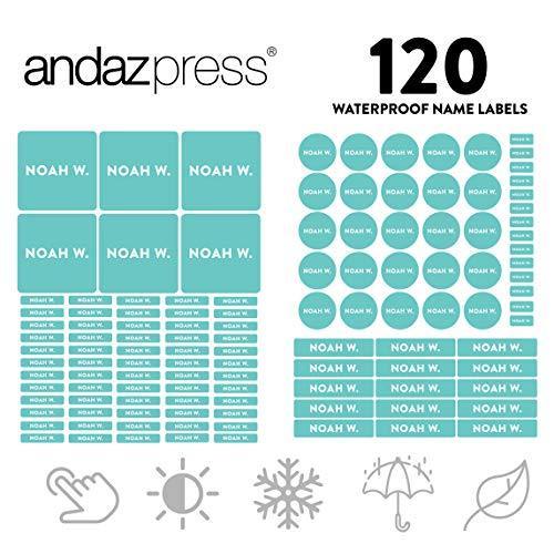 Custom Personalized Waterproof School Name Labels-Set of 120-Andaz Press-Diamond Blue-
