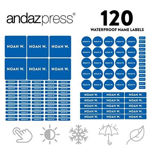 Custom Personalized Waterproof School Name Labels-Set of 120-Andaz Press-Royal Blue-