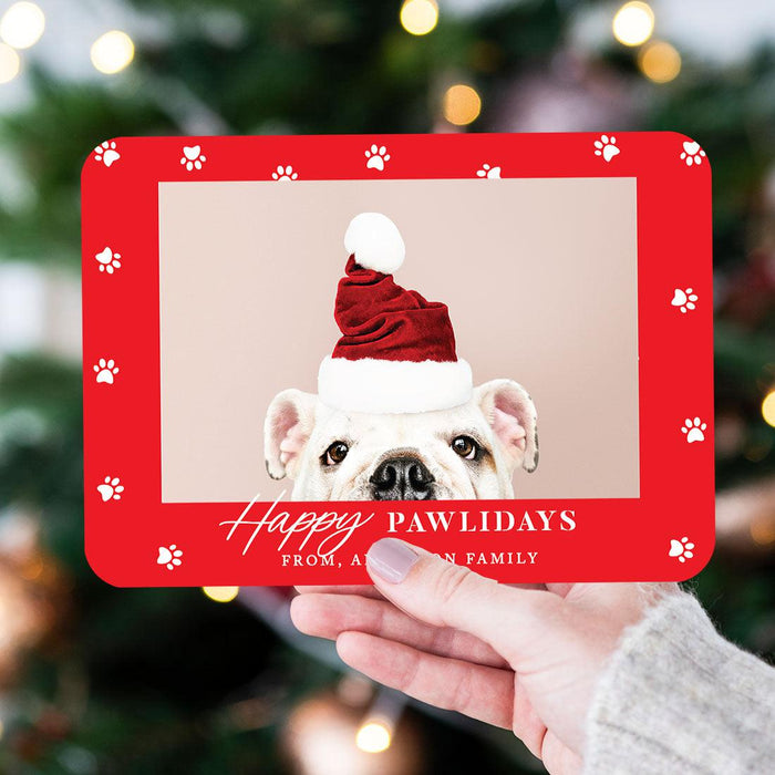 Custom Pet Holiday Christmas Cards with Envelopes, Holiday Photo Greeting Cards-Set of 24-Andaz Press-Happy Pawlidays-