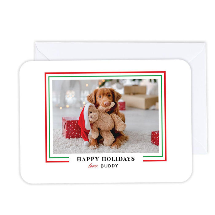Custom Pet Holiday Christmas Cards with Envelopes, Holiday Photo Greeting Cards-Set of 24-Andaz Press-Happy Holidays Frame-