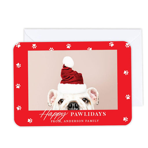 Custom Pet Holiday Christmas Cards with Envelopes, Holiday Photo Greeting Cards-Set of 24-Andaz Press-Happy Pawlidays-