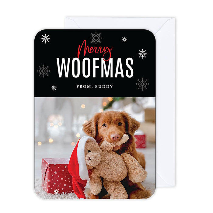 Custom Pet Holiday Christmas Cards with Envelopes, Holiday Photo Greeting Cards-Set of 24-Andaz Press-Merry Woofmas-