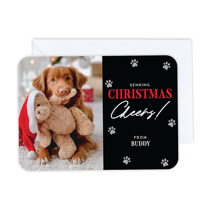 Custom Pet Holiday Christmas Cards with Envelopes, Holiday Photo Greeting Cards-Set of 24-Andaz Press-Sending Christmas Cheers-