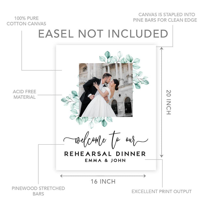 Custom Photo Canvas Wedding Rehearsal Dinner Welcome Sign, Set of 1-Set of 1-Andaz Press-Minimal Modern-