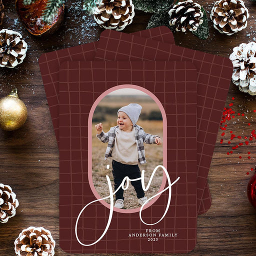 Custom Photo Christmas Cards with Envelopes, Holiday Photo Greeting Cards-Set of 24-Andaz Press-Joy-