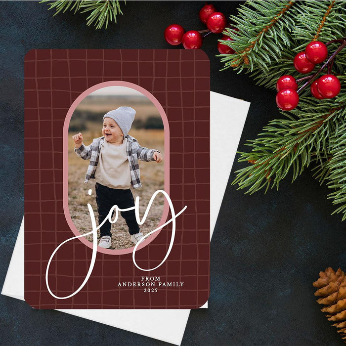 Custom Photo Christmas Cards with Envelopes, Holiday Photo Greeting Cards-Set of 24-Andaz Press-Joy-