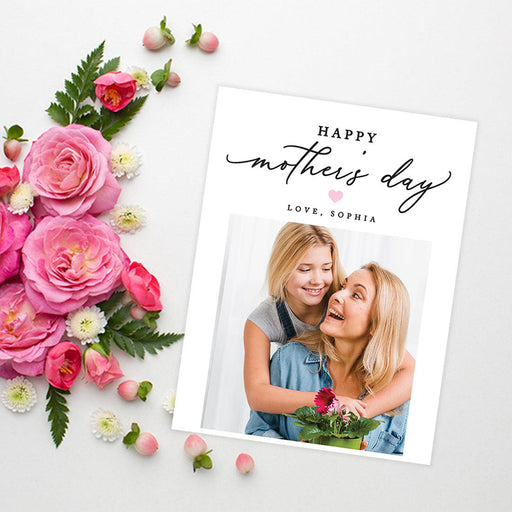 Custom Photo Mother’s Day Jumbo Card with Envelope, Greeting Card for Her, Set of 1-Set of 1-Andaz Press-Happy Mother's Day Heart-