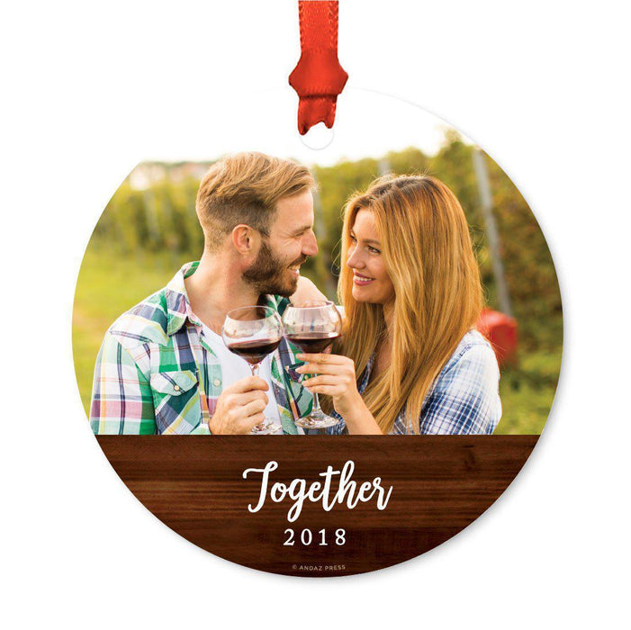 Custom Photo Personalized Christmas Ornament, Rustic Wood, 1st Christmas-Set of 1-Andaz Press-Married-