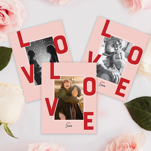 Custom Photo Valentine's Day Jumbo Card with Envelope, Greeting Card for Couples-Set of 1-Andaz Press-Pink & Red Love-