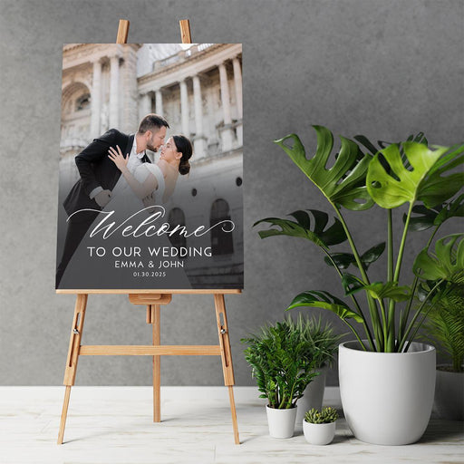 Custom Photo Wedding Sign, Elegant Canvas Welcome for Ceremony and Reception, Set of 1-Set of 1-Andaz Press-Romantic Photo-