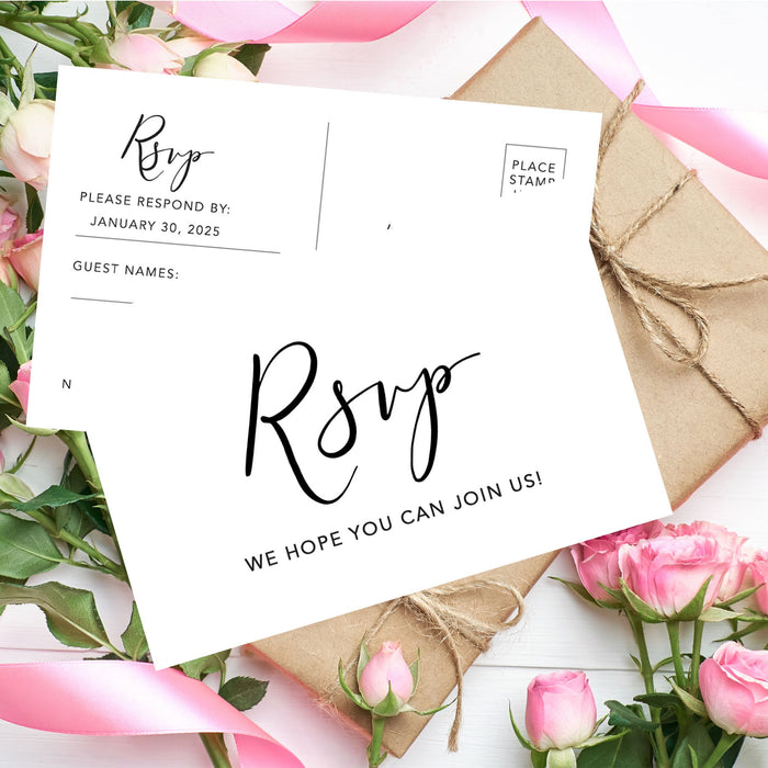 Custom RSVP Postcards for Wedding Cardstock Response Reply Cards-Set of 56-Andaz Press-Minimal Modern-