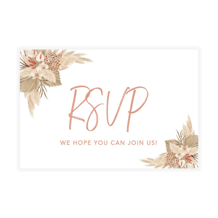 Custom RSVP Postcards for Wedding Cardstock Response Reply Cards-Set of 56-Andaz Press-Boho Dried Palm Leaves-