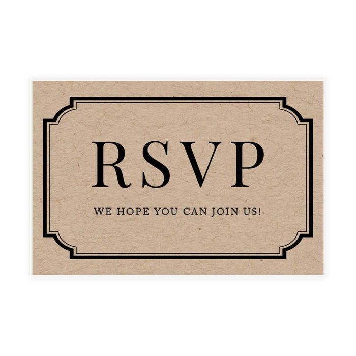 Custom RSVP Postcards for Wedding Cardstock Response Reply Cards-Set of 56-Andaz Press-Kraft Brown Art Deco-