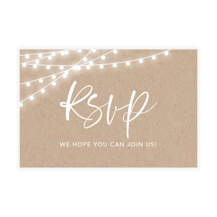 Custom RSVP Postcards for Wedding Cardstock Response Reply Cards-Set of 56-Andaz Press-Rustic String Lights-