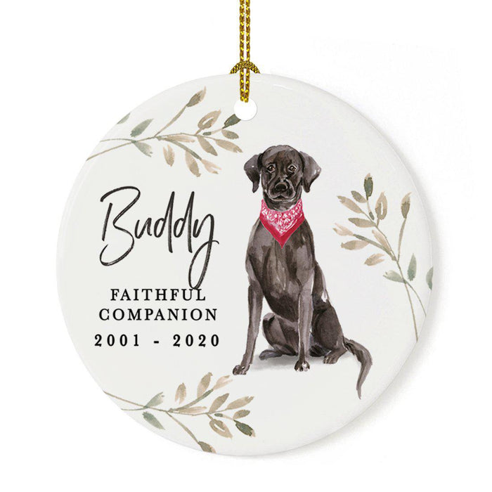 Custom Round Ceramic Christmas Dog Memorial Ornament, Faithful Companion, Design 1-Set of 1-Andaz Press-Black Lab-
