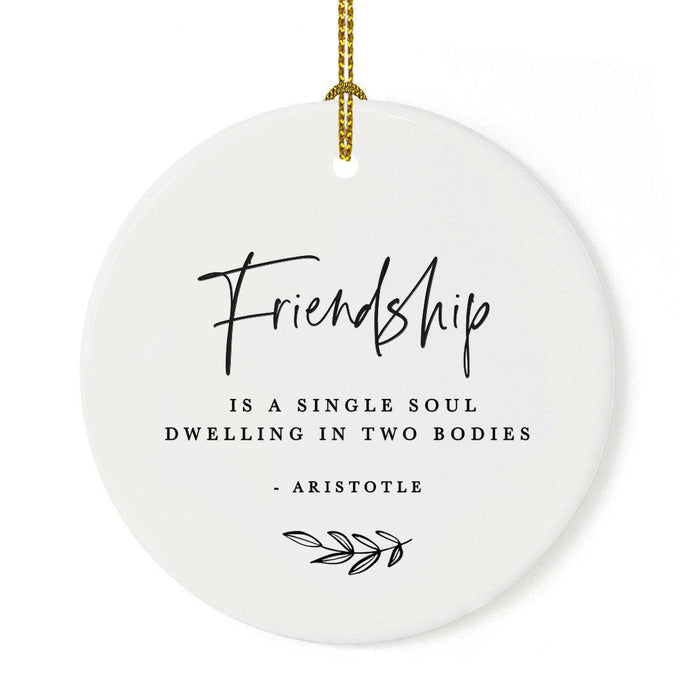 Custom Round Ceramic Porcelain Christmas Tree Ornament Engagement Handdrawn-Set of 1-Andaz Press-Friendship-