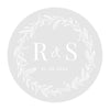 Custom Round Clear Wedding Sticker Labels with White Ink-Set of 40-Andaz Press-Monogram Wreath-