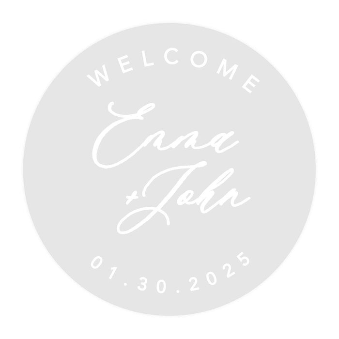 Custom Round Clear Wedding Sticker Labels with White Ink-Set of 40-Andaz Press-Welcome-