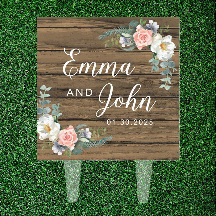 Custom Rustic Country Square Acrylic Cake Topper Collection-Set of 1-Andaz Press-Rustic Wood-