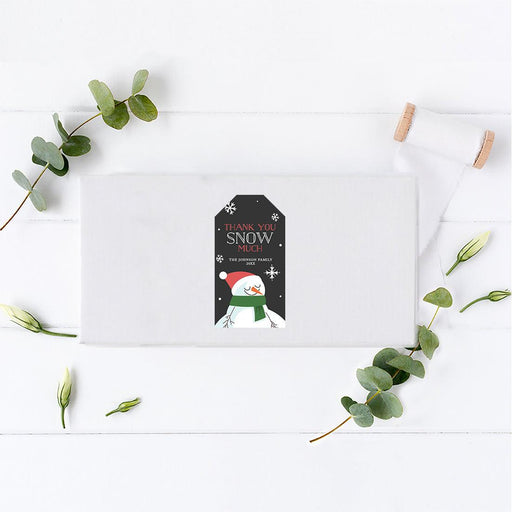 Custom Self Adhesive Classic Christmas Gift Sticker Labels, Christmas Name Labels for Gifts-Set of 1-Andaz Press-Thank You Snow Much-