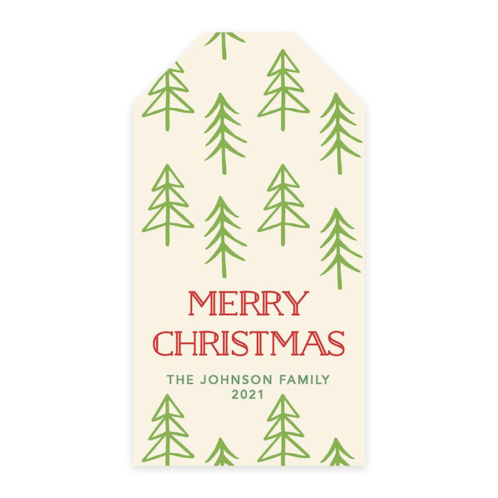Custom Self Adhesive Classic Christmas Gift Sticker Labels, Christmas Name Labels for Gifts-Set of 1-Andaz Press-Minimal Christmas Trees-