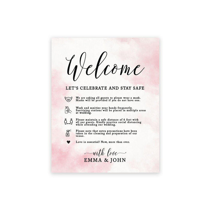 Custom Social Distance Canvas Wedding Party Signs, Welcome Let's Celebrate and Stay Safe-Set of 1-Andaz Press-Welcome Let's-