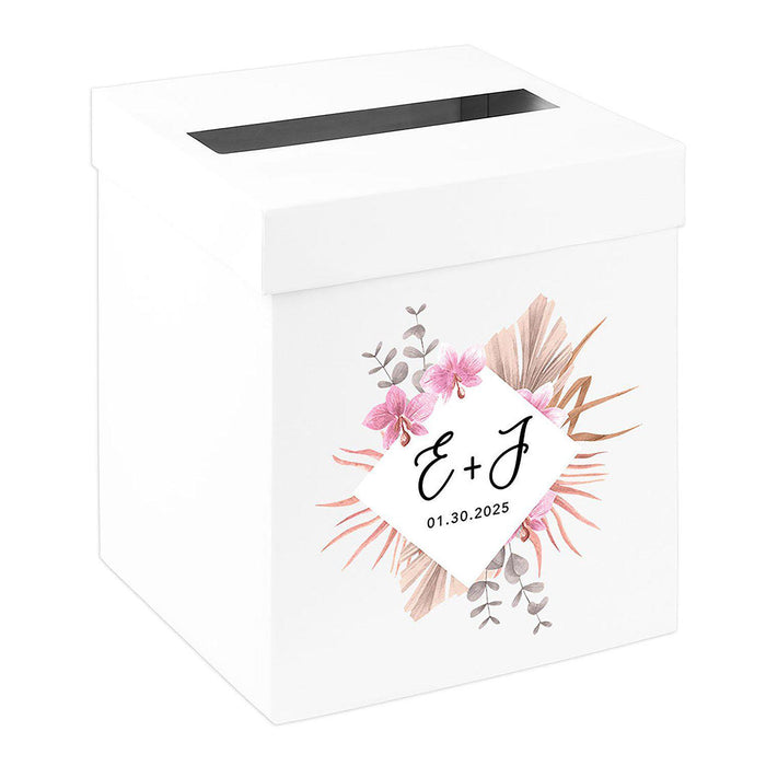 Custom Sturdy White Wedding Day Card Box-Set of 1-Andaz Press-Boho-