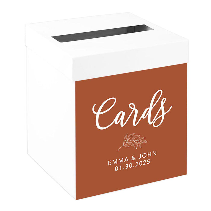 Custom Sturdy White Wedding Day Card Box-Set of 1-Andaz Press-Terracotta Line Design-